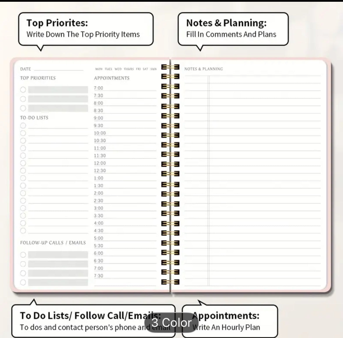 Daily Planner Notes & Lists